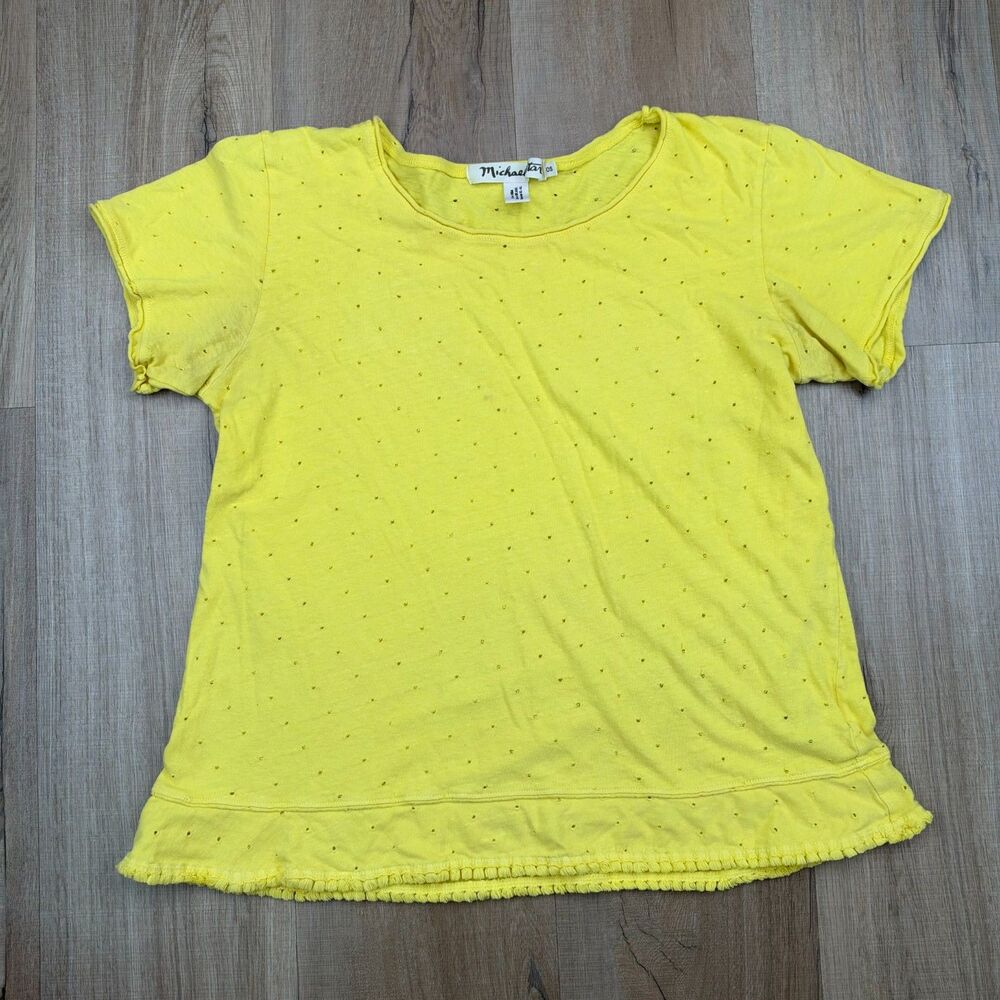 Micheal Stars Anthropologie Womens Shirt One Size Yellow Dot Short Sleeve